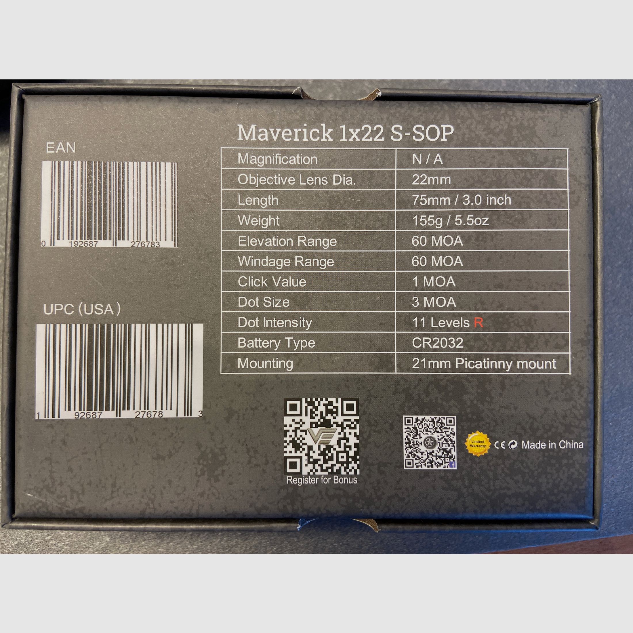 Vector Optics SCRD-42 Maverick-III 1x22 S-SOP