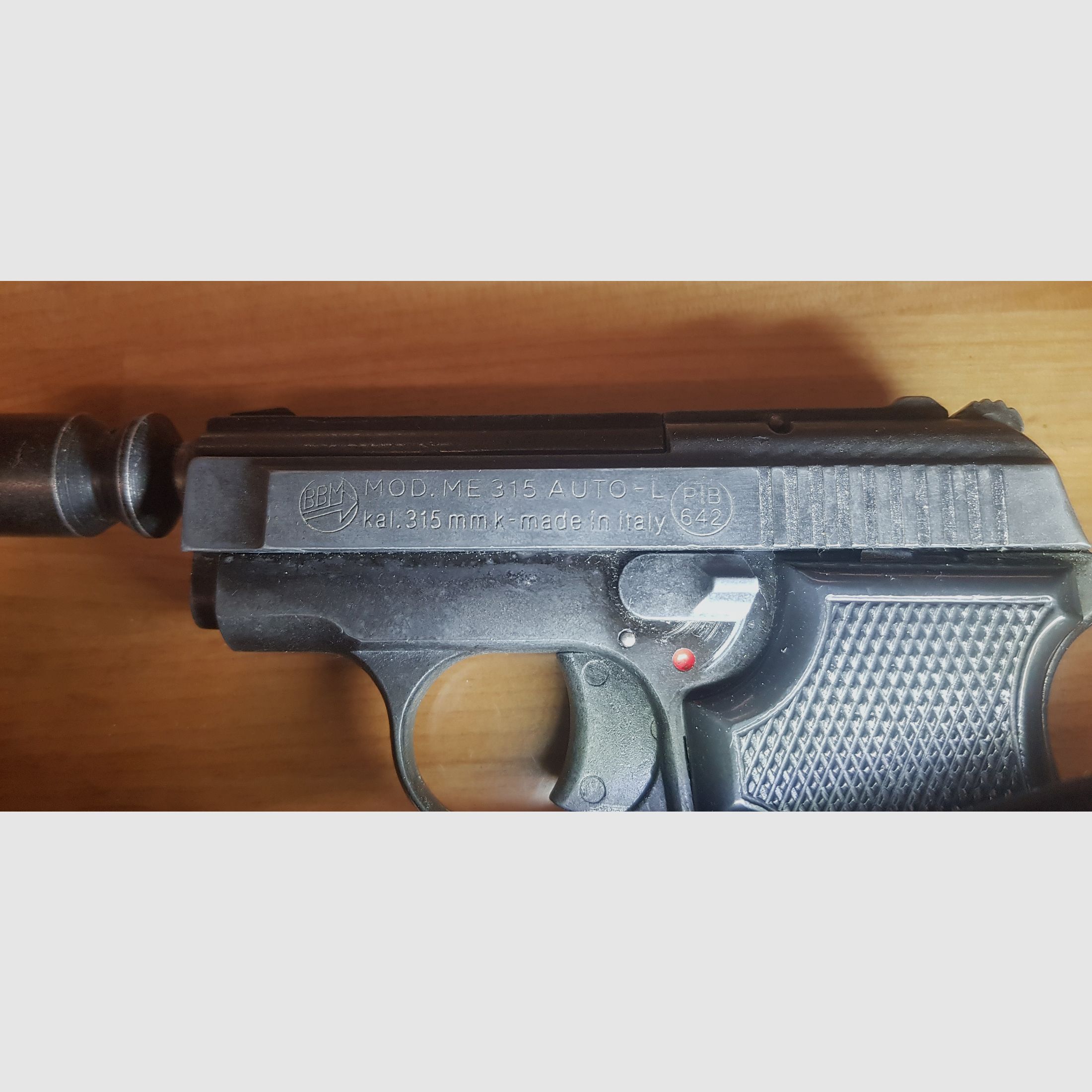 Sammler seltene Schreckschuss Pistole Bruni ME .315 Auto L ähnlich Modell Mini im  Cal. .315 mm K keine Mauser ! PTB 642