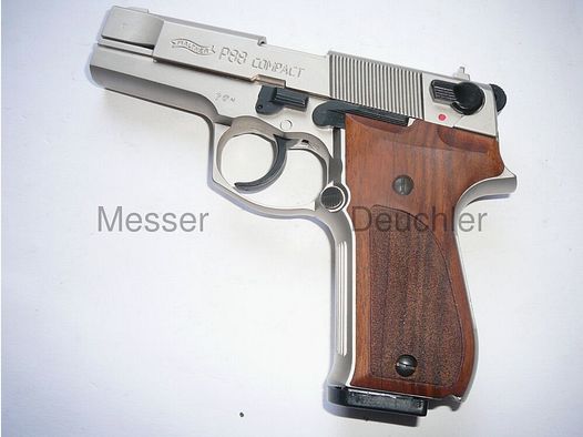 Walther P88 verchroomd/houten grippanelen