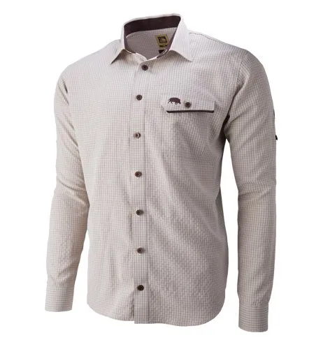 Tagart - Modal overhemd - BOAR - everzwijnborduurwerk - beige