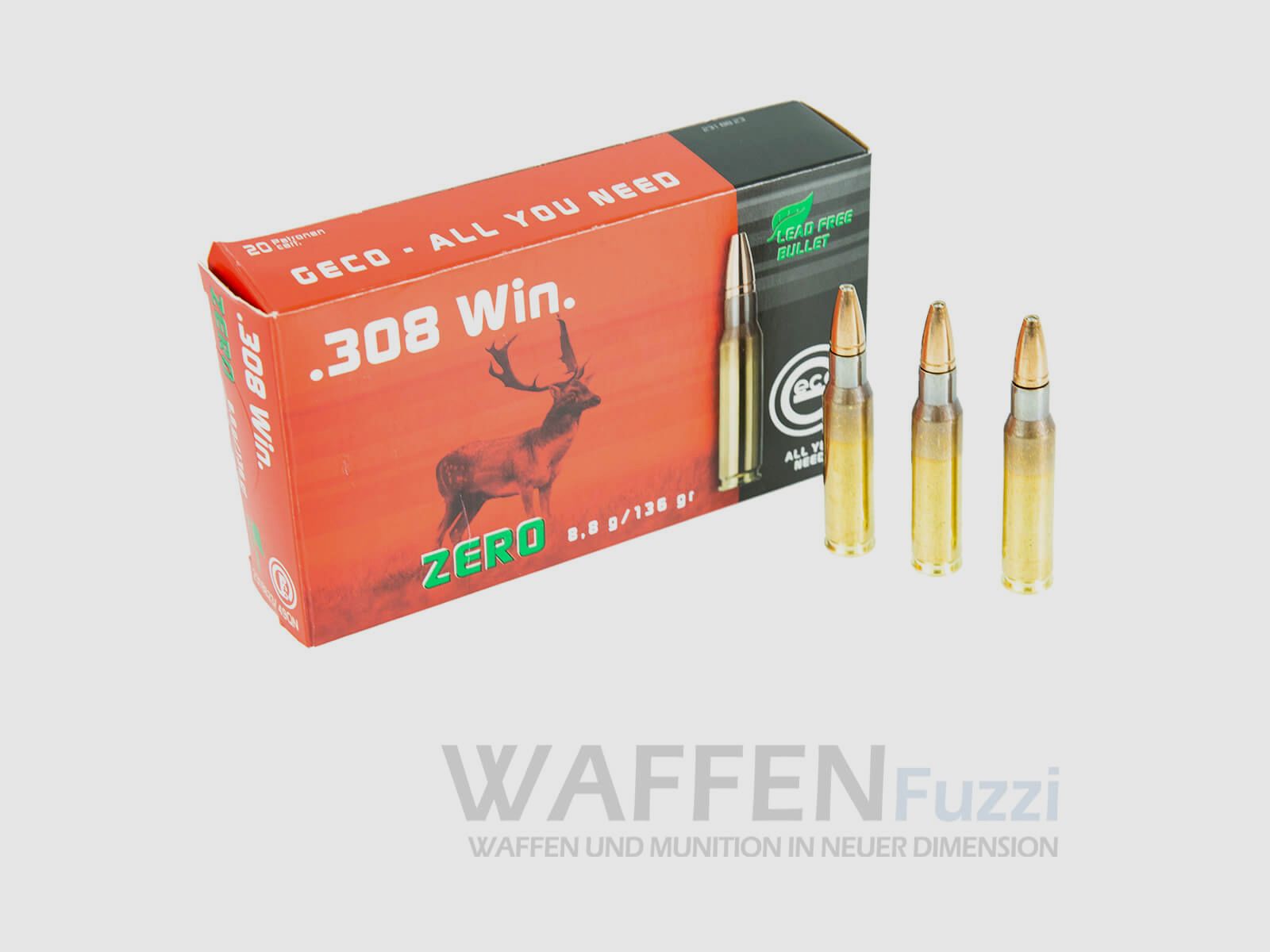 Geco Zero calibre .308 WIN. Munición de caza 136gr