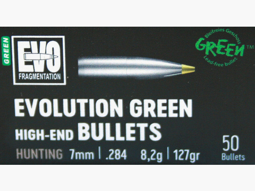 50 Stück NEUE RWS Geschosse - EVO-GREEN bleifrei 7mm .284 - 127gr 8,2g #2318520 Teilzerleger SONDERP