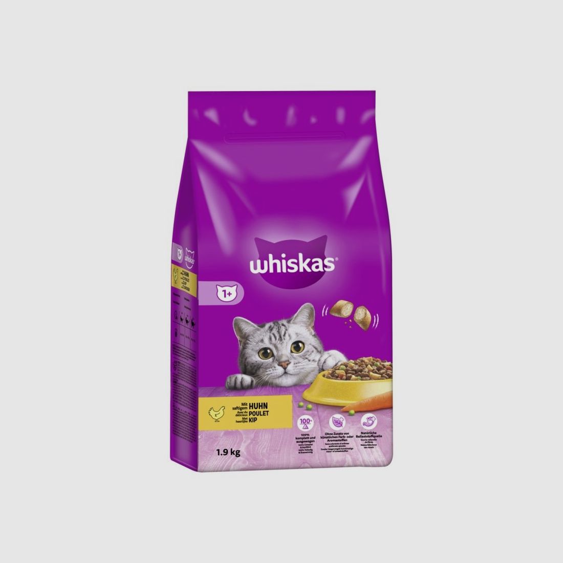 Whiskas Katzen Trockenfutter Adult 1+ Huhn 6 x 1,9 kg