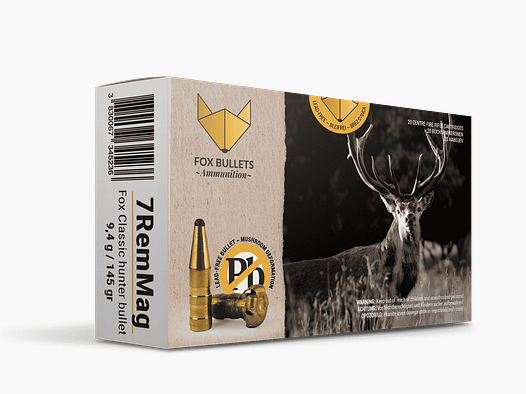Fox Bullets Classic Hunter 7mm Rem. Mag. 9,4 g / 145 gr bleifreie Munition – 20 Patronen