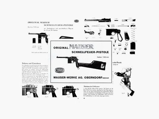 Nachdruck Bedienungsanleitung Pistole Mauser C96 Reihenfeuer