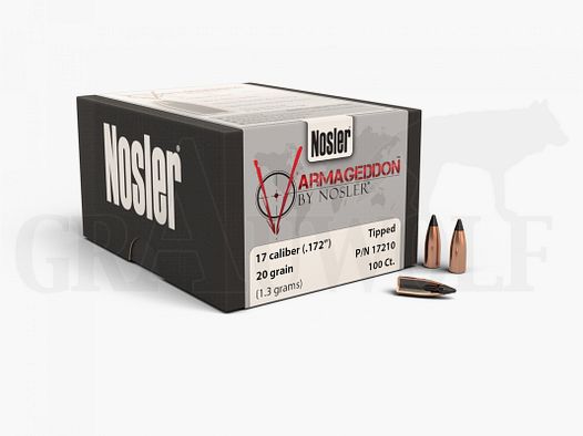 .172 / 4,5 mm 20 gr / 1,3 g Nosler FB Tip Varmageddon Balas 100 Piezas