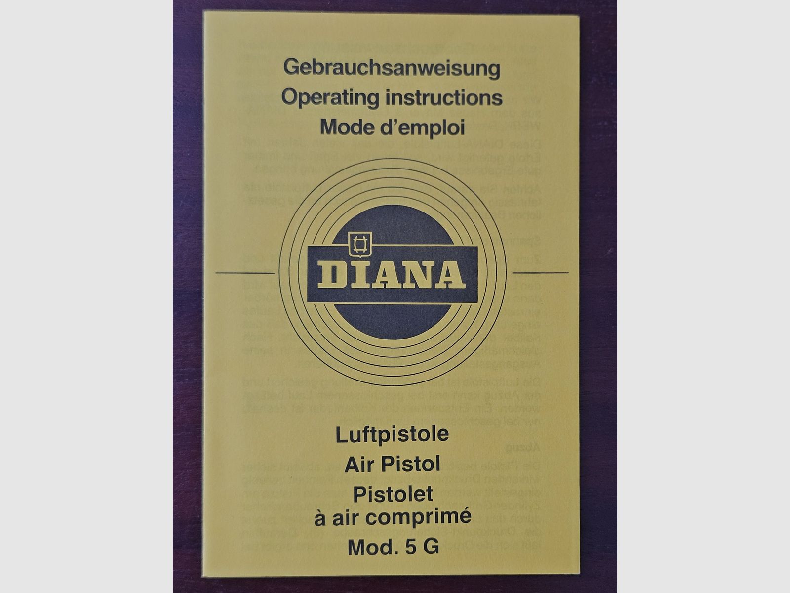 Istruzioni originali per l'uso della Diana Luftpistola 5G