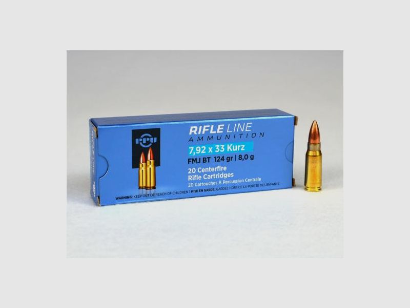 PPU 7.92 x 33 Kurz, Full Metal Jacket 123 grs