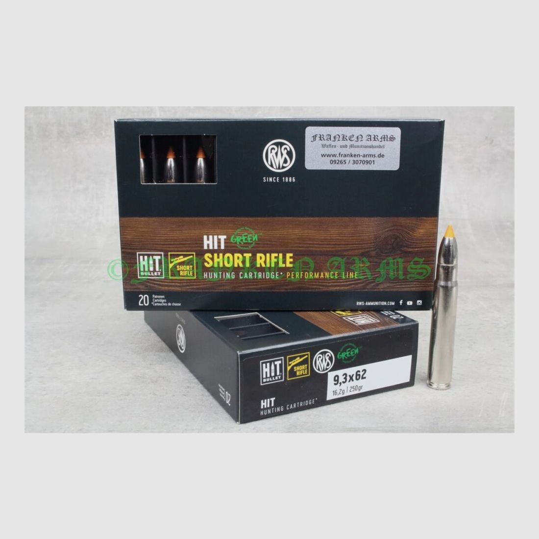 RWS Short Rifle HIT 9.3x62 250gr. 16.2g 20 pieces tiered price
