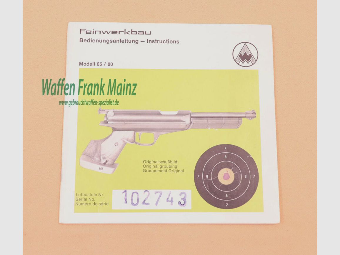 Feinwerkbau - Oberndorf Bedienungsanleitung Mod. 65/80