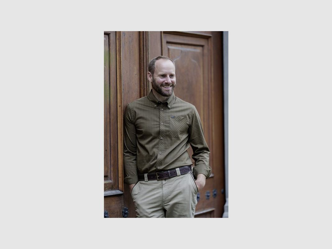 Blaser Stretch Hemd Serge Dunkel oliv kariert