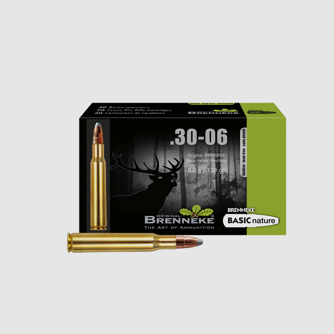 Cartuccia per fucile con proiettile BASIC / SOFT-POINT - SENZA PIOMBO - .30-06 Springfield, Orig. BRENNEKE Basic nature 9,0 g VE20