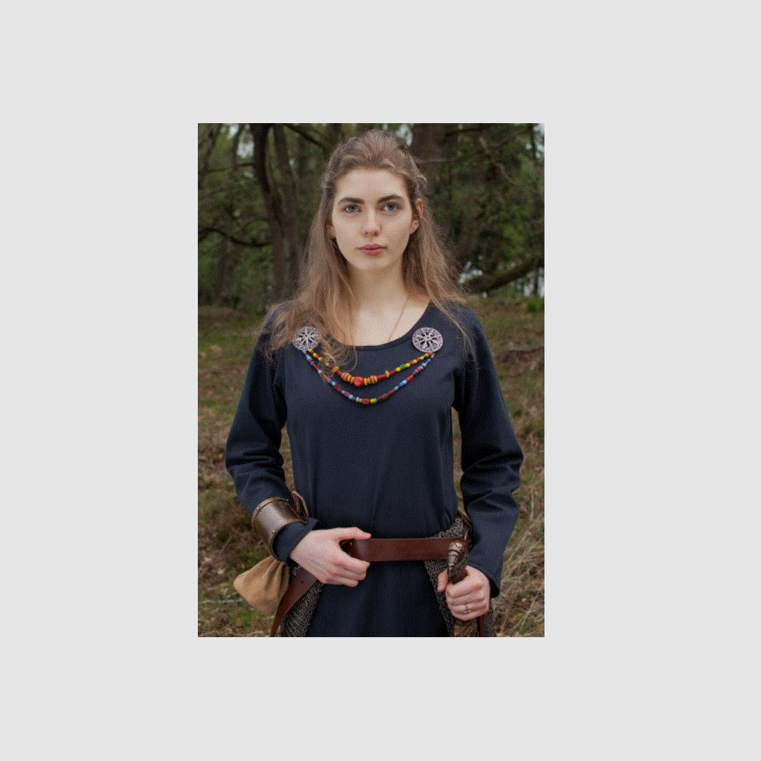 Simple medieval dress Afra made of sturdy canvas, dark blue