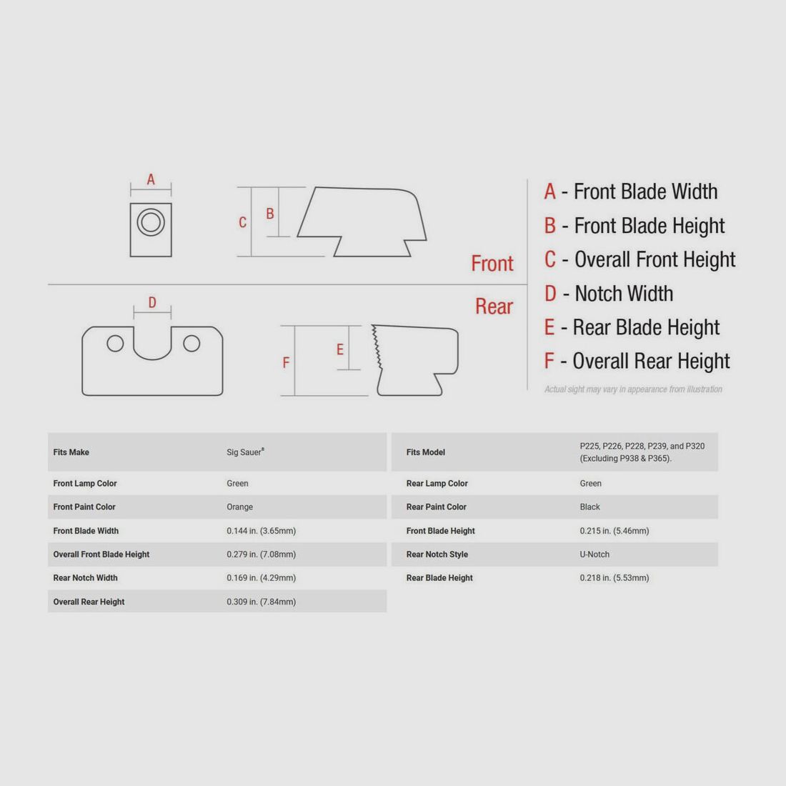 Trijicon N-Visier HD Orange SIG P225-P320 9mmLuger/.357SIG