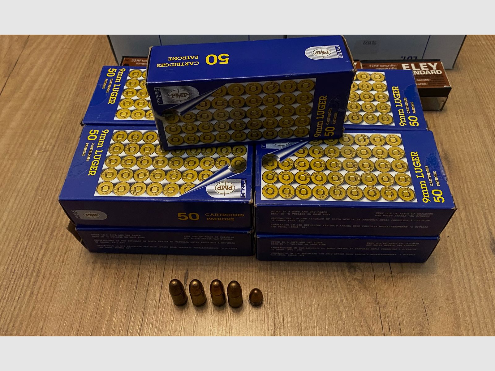 Verkaufe zwecks Hobbyaufgabe 450 Schuss 9 mm Luger vom Hersteller Denel PMP