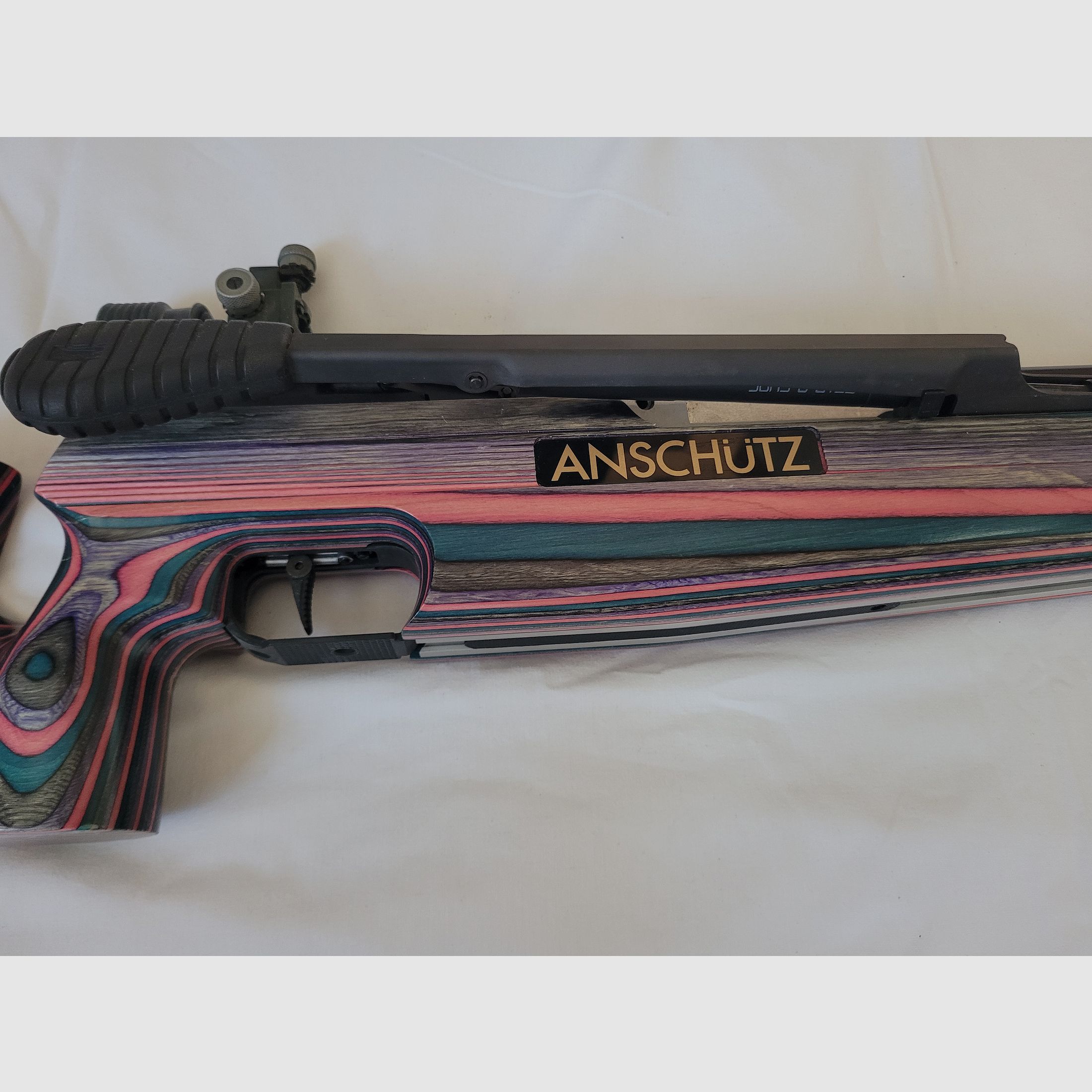 ANSCHÜTZ SUPERAIR 2002, KOLOROWY STOCK WARSTWOWY, 4,5 MM DIABOLO, Z POKROWCEM NA KARABIN, zdjęcie 3 z 6