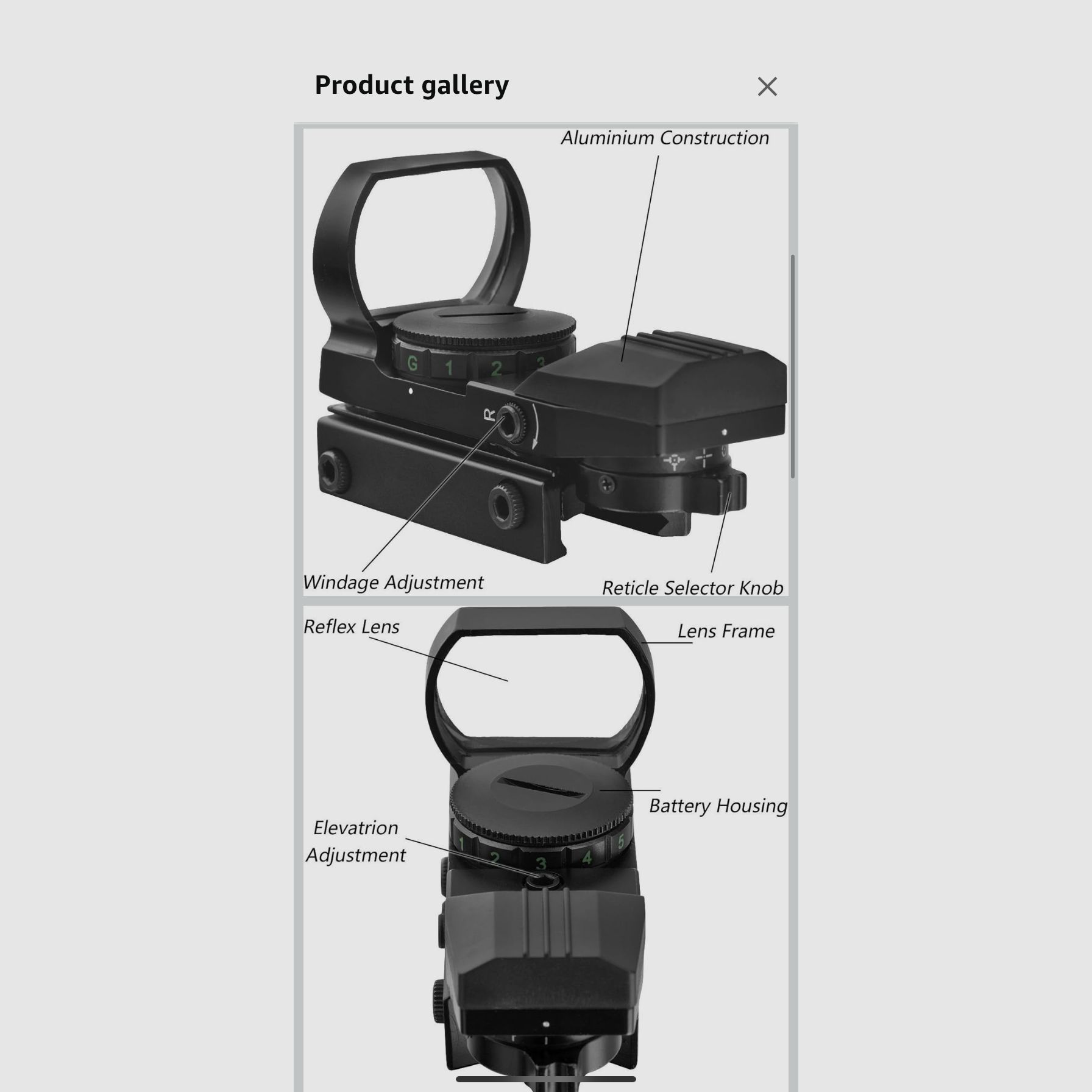 Rotpunktvisier, Rotpunktreflexvisier, Rot-Grün mit taktischen 4 Absehen für 20mm/22mm Weaver- oder Picatinny-Schienen Systeme