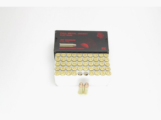 1000x .357 Magnum 158gr. 10,2gramów pełnopłaszczowy płaski łeb w opakowaniu 50 sztuk DOSTĘPNY OD RĘKI