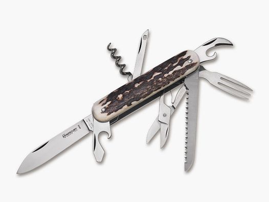 Taschenmesser 913-8DC Hirschhorn Säge Schere §42a konform legal führen