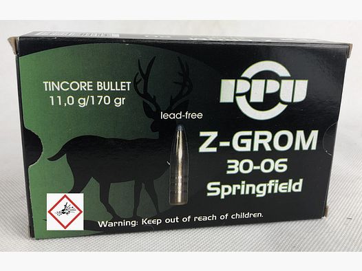 PPU Büchsenpatrone .30-06 Sprgf. - Z-GROM 170grs - 11,0g Bleifrei