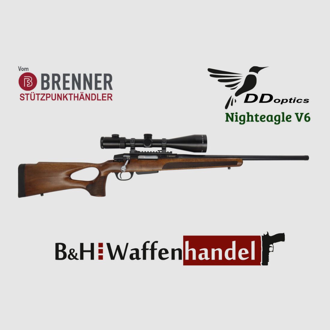 Brenner Komplettpaket:	 BR20 Lochschaft DDoptics 2.5-16x42 oder 2.5-15x50 Jagd Büchse Finanzierung möglich