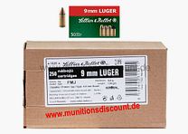 S&B (Sellier & Bellot) 9mm Luger (Para, 9x19), 124 grs Volle Mantel, 250 stuks