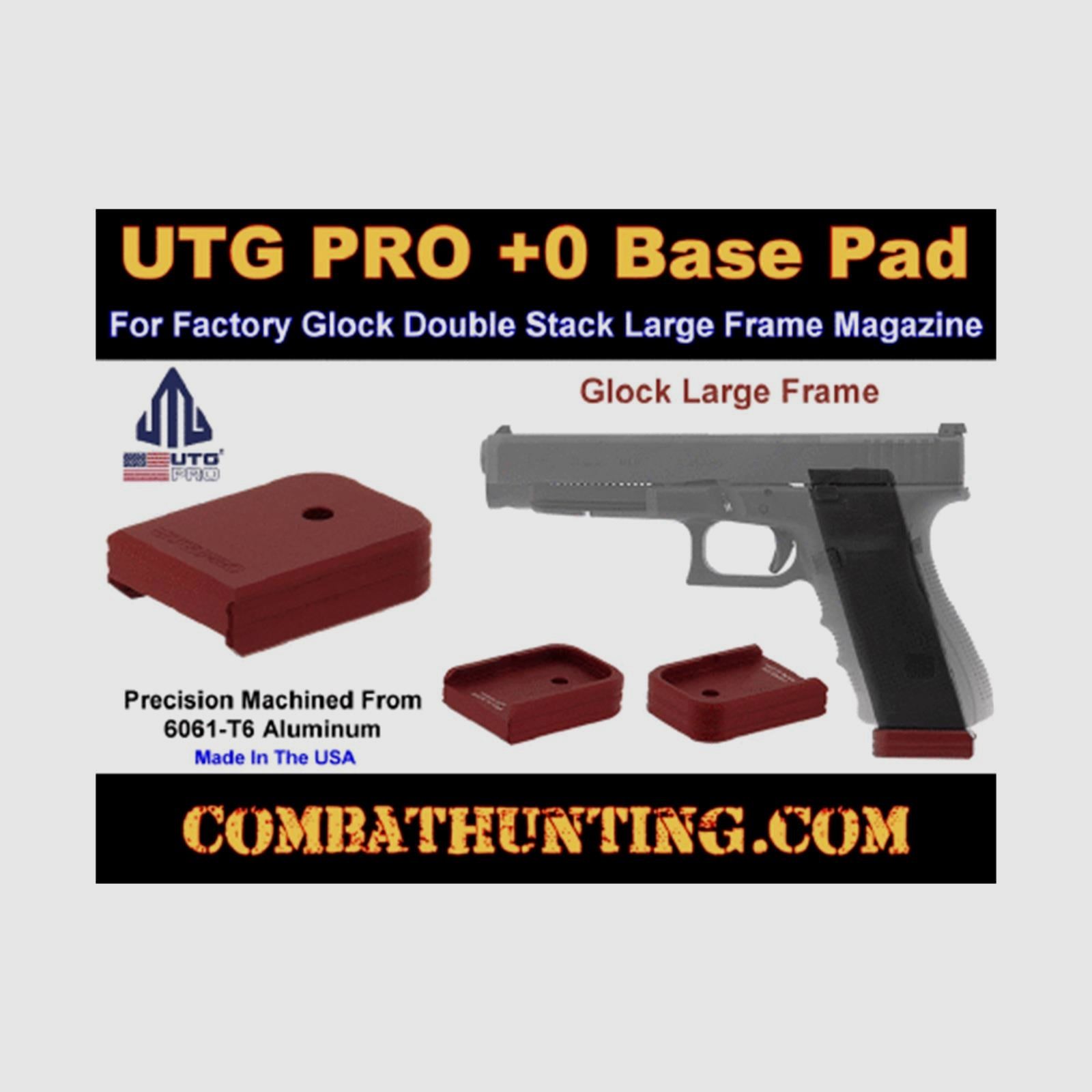 UTG PRO +0 Base Pad, Glock Large Frame .45ACP/10mm, Matte Red Aluminum
