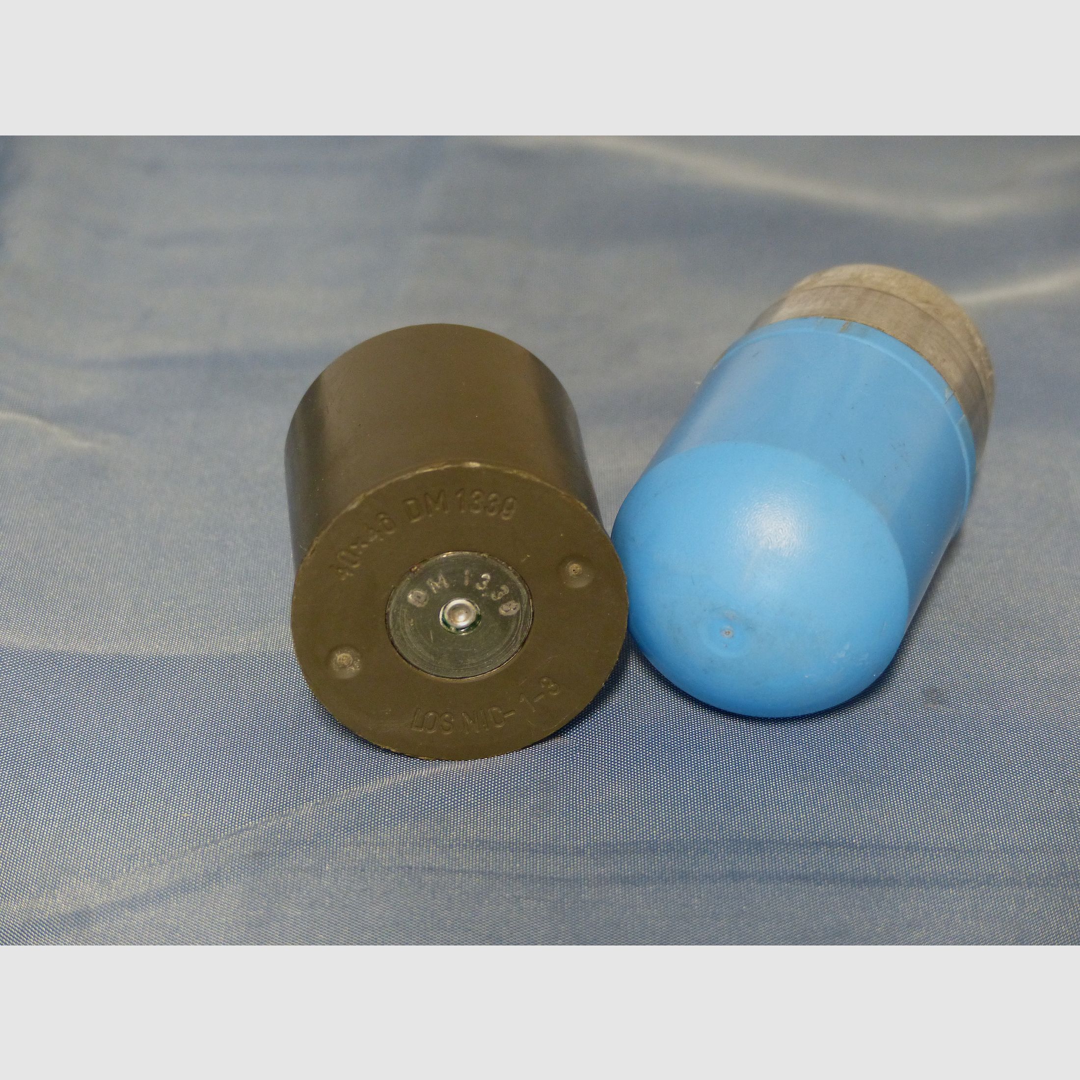 Bundeswehr BW 3 pièces de munitions d'exercice cartouches projectiles bleus G3 matériel de nettoyage années 60 70