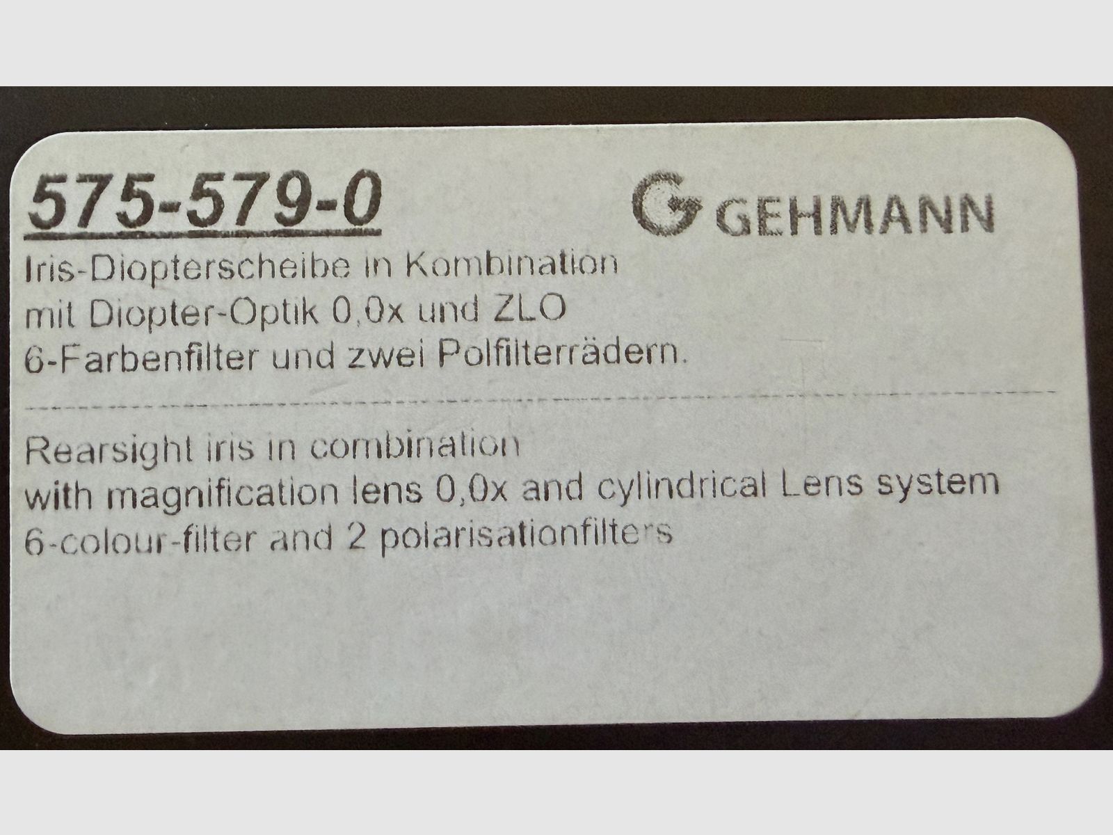 Gehmann filtr kombinowany z optyką dioptryczną 0,0x i systemem soczewek cylindrycznych
