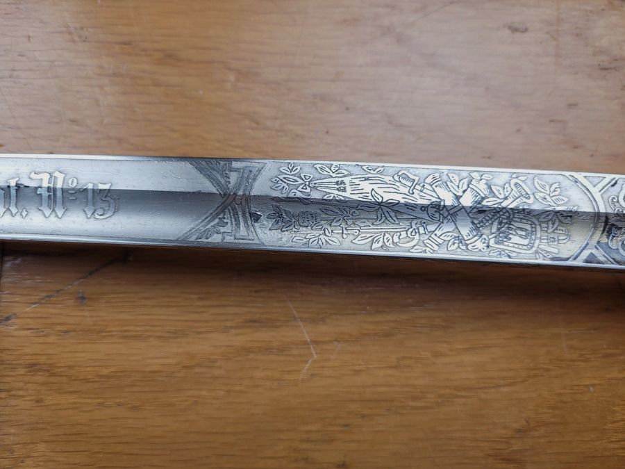 Peu courant sabre – seul bataillon (13°) du Train de Würtemberg – Allemagne Impériale 1889 – 1918 – Lame gravée – TBE, image 5 sur 23