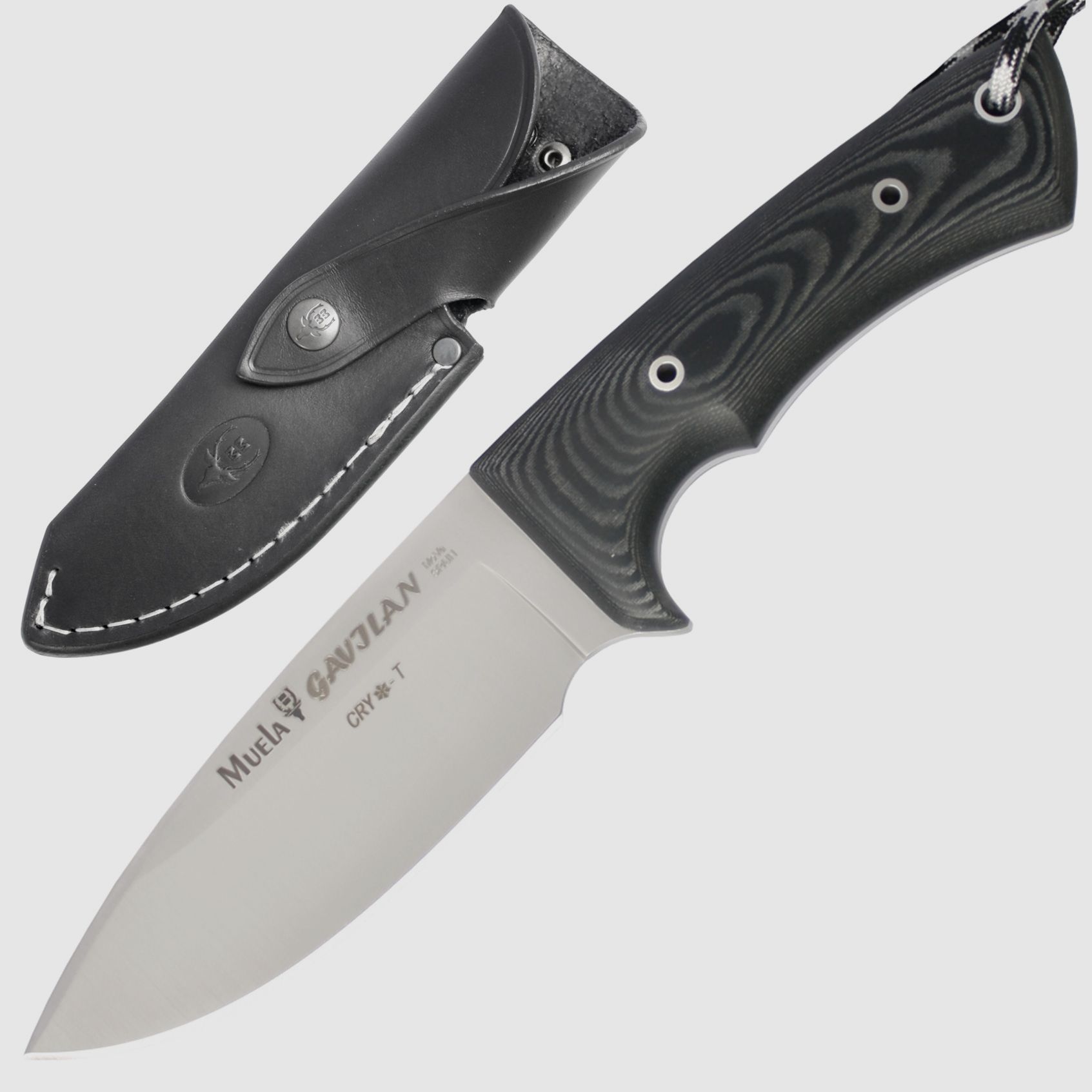 Muela Messer Gavilan schwarz mit Lederscheide
