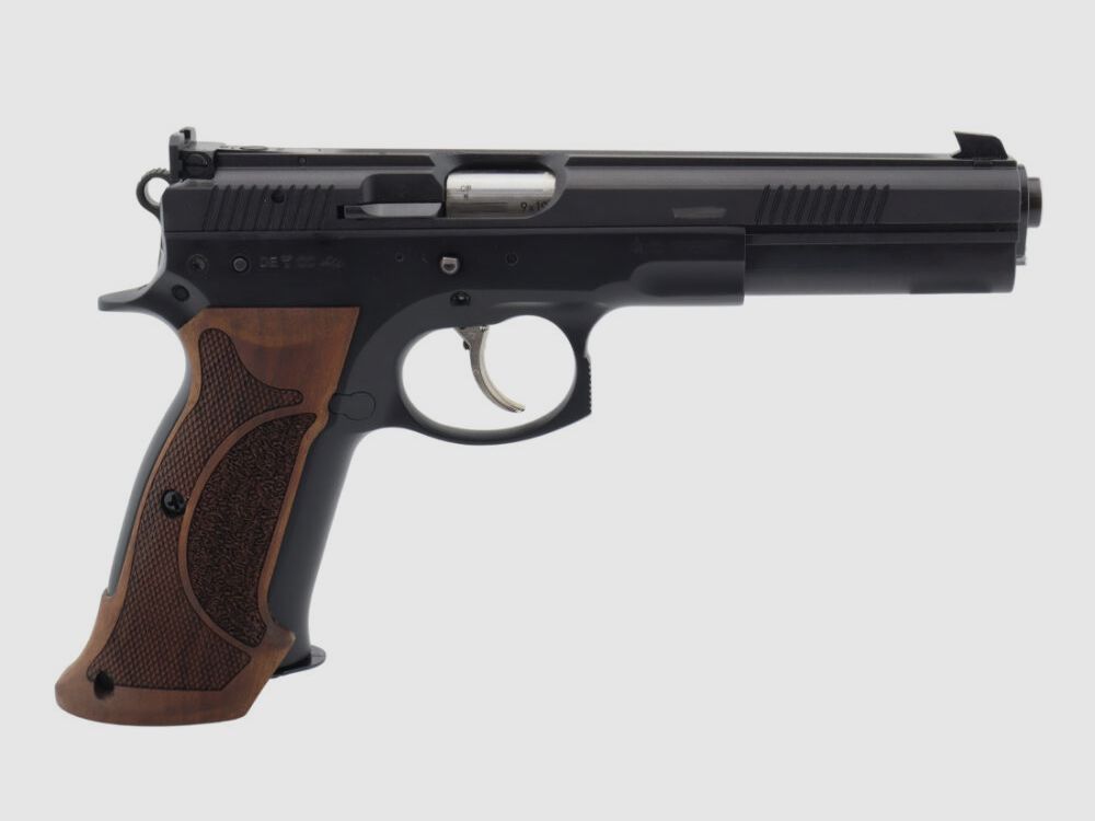 Waffen Oschatz Sport II SA/DA 6" Longslide Matchpistole Nussbaum Matchgriff original von Waffen-Oschatz Stuttgart CZ75