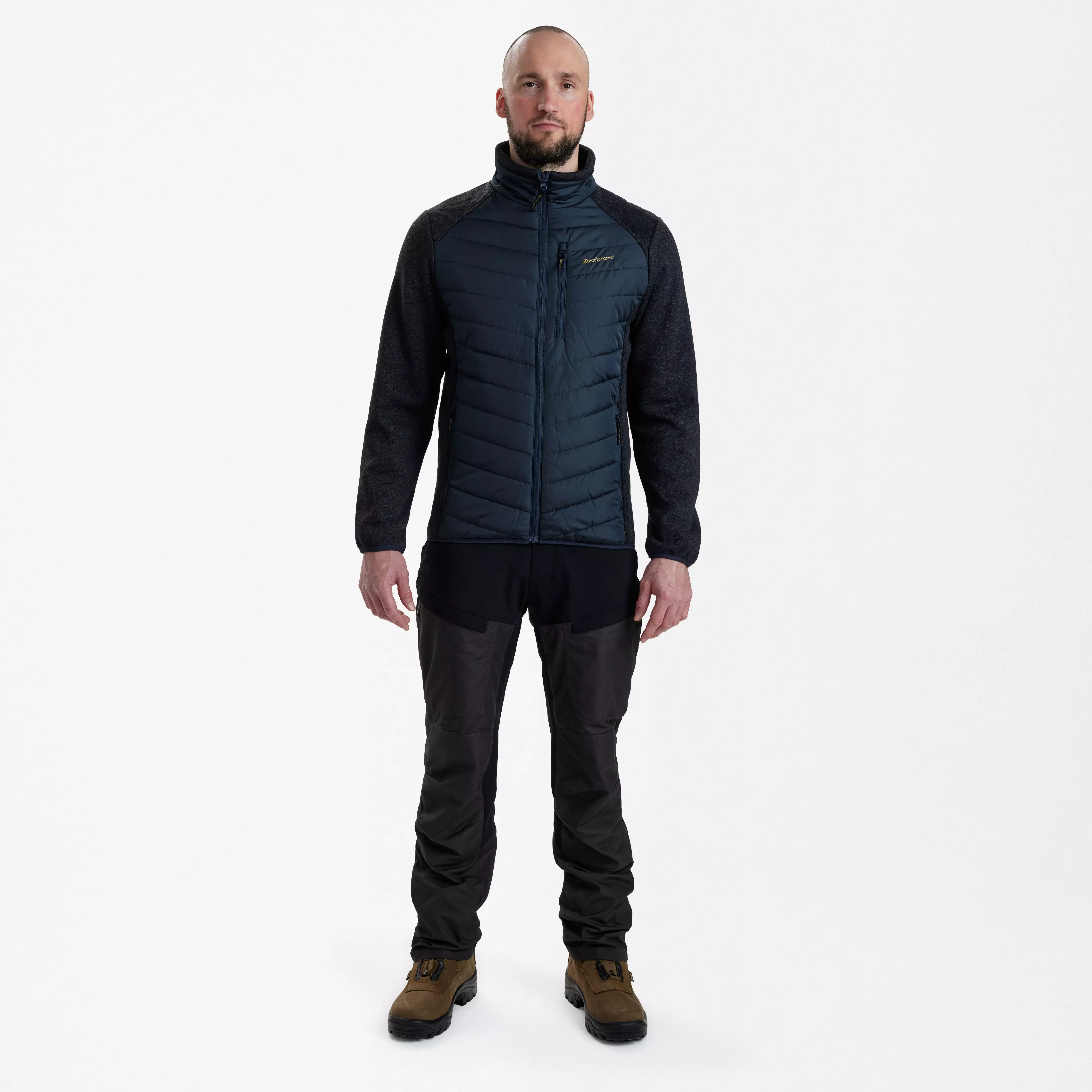 Moor gewatteerde jas met breisel - Dark Blue, afbeelding 3 van 5