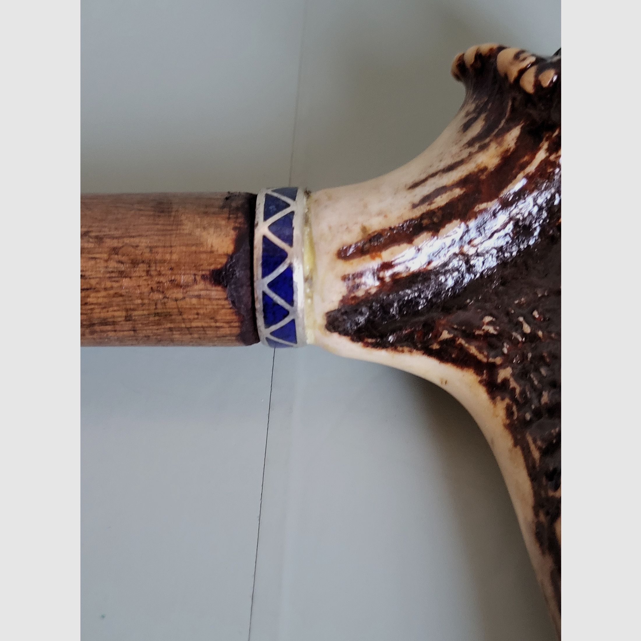 Bâton de marche de chasseur - 900 argent - Schariwari - lapis-lazuli - années 1940