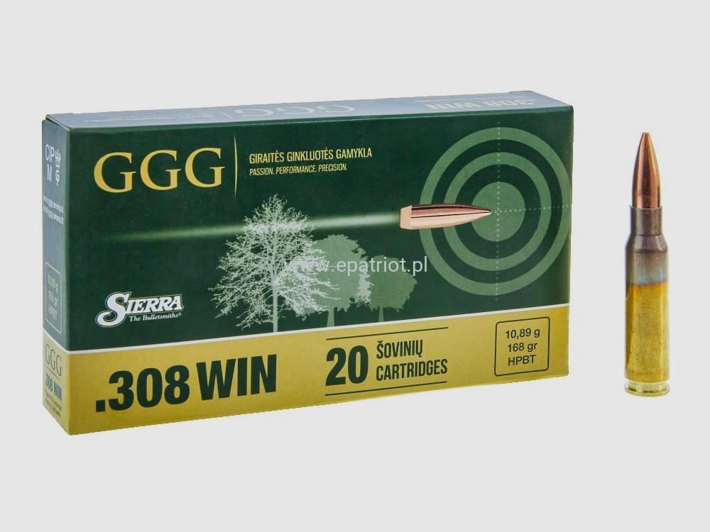 Munición GGG cal. .308 Win 168 gr Sierra HPBT