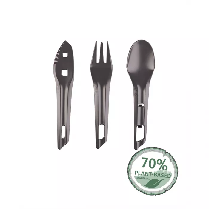 Le Ocys™ (ensemble de couverts d'extérieur) Wildo® gris foncé 3 pièces.