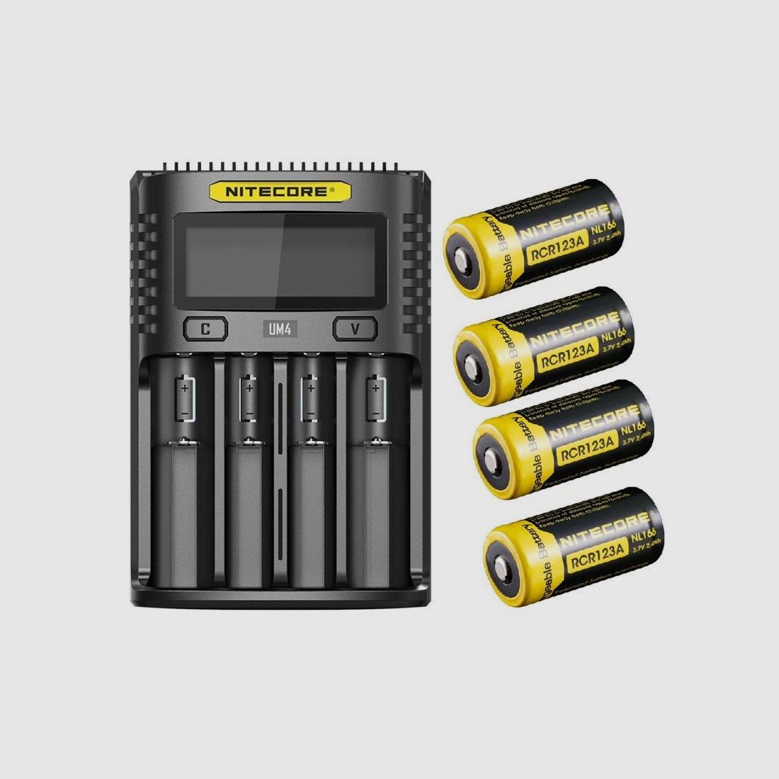 Nitecore Accu Bundle UM4 USB-Lader + 4x 16340 650mAh Accu's
