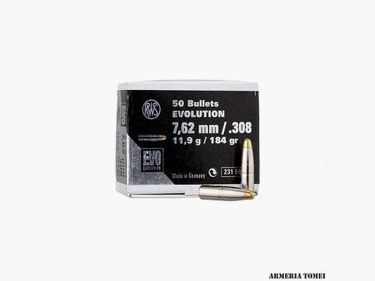 RWS – GESCHOSSE – EVOLUTION 7,62MM / .308 – 11,9G / 184GR MENGE 50