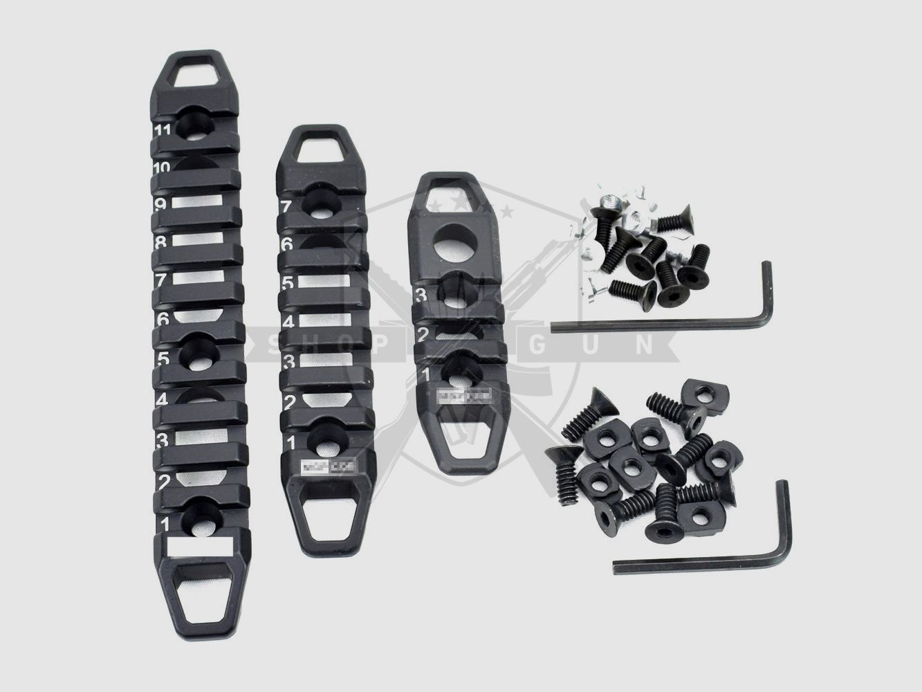 MLOK/Key-Mod auf RIS-Rail Adapterschienen (dreiteilig) (BK)