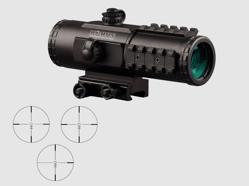 Zielfernrohr Konus Sight-Pro PTS2 3x30 Circle-Dot Absehen beleuchtet Weaver-, Picatinnymontage