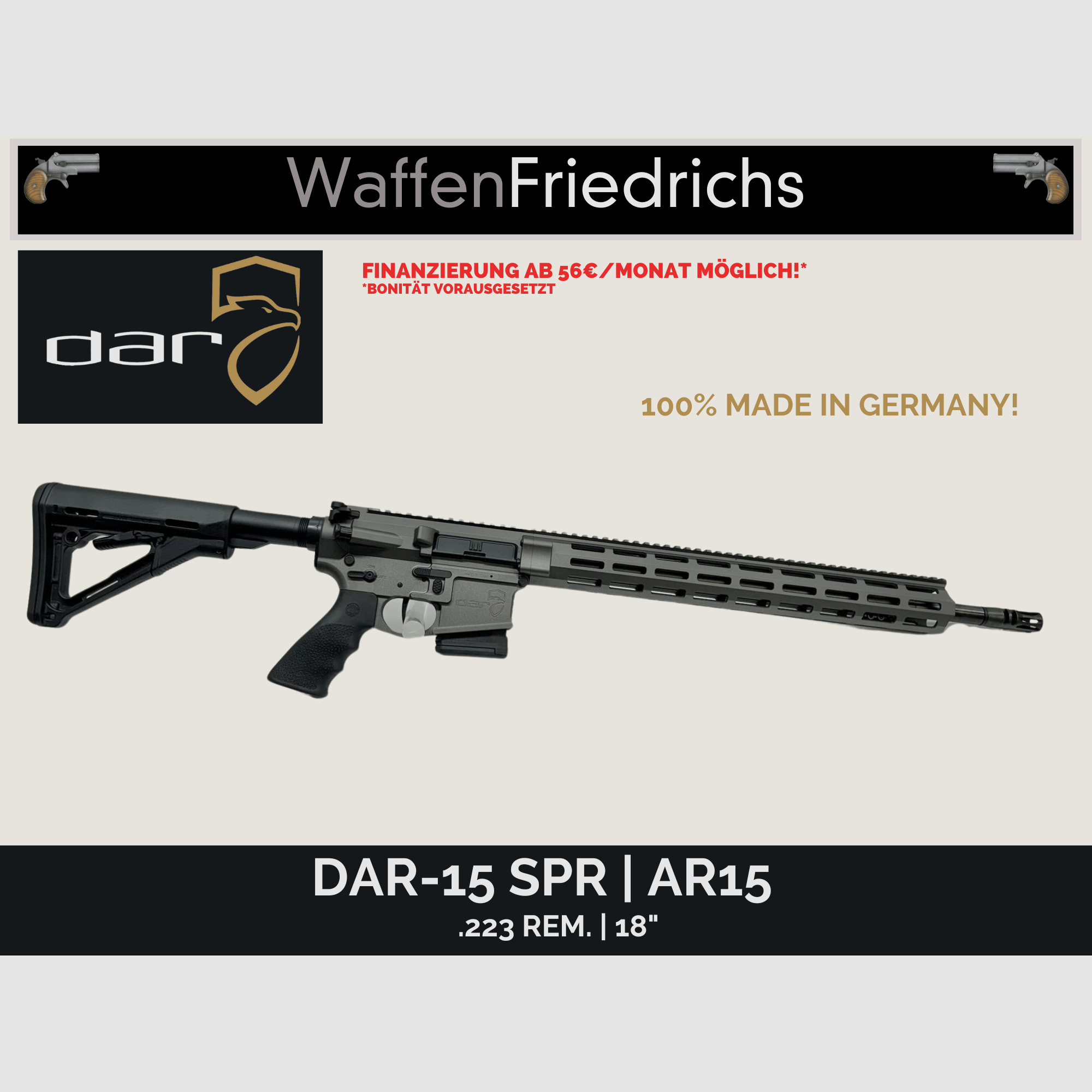 DAR | Dynamic Arms Research DAR-15 SPR Tungsten Cerakote | AR15 - 18"