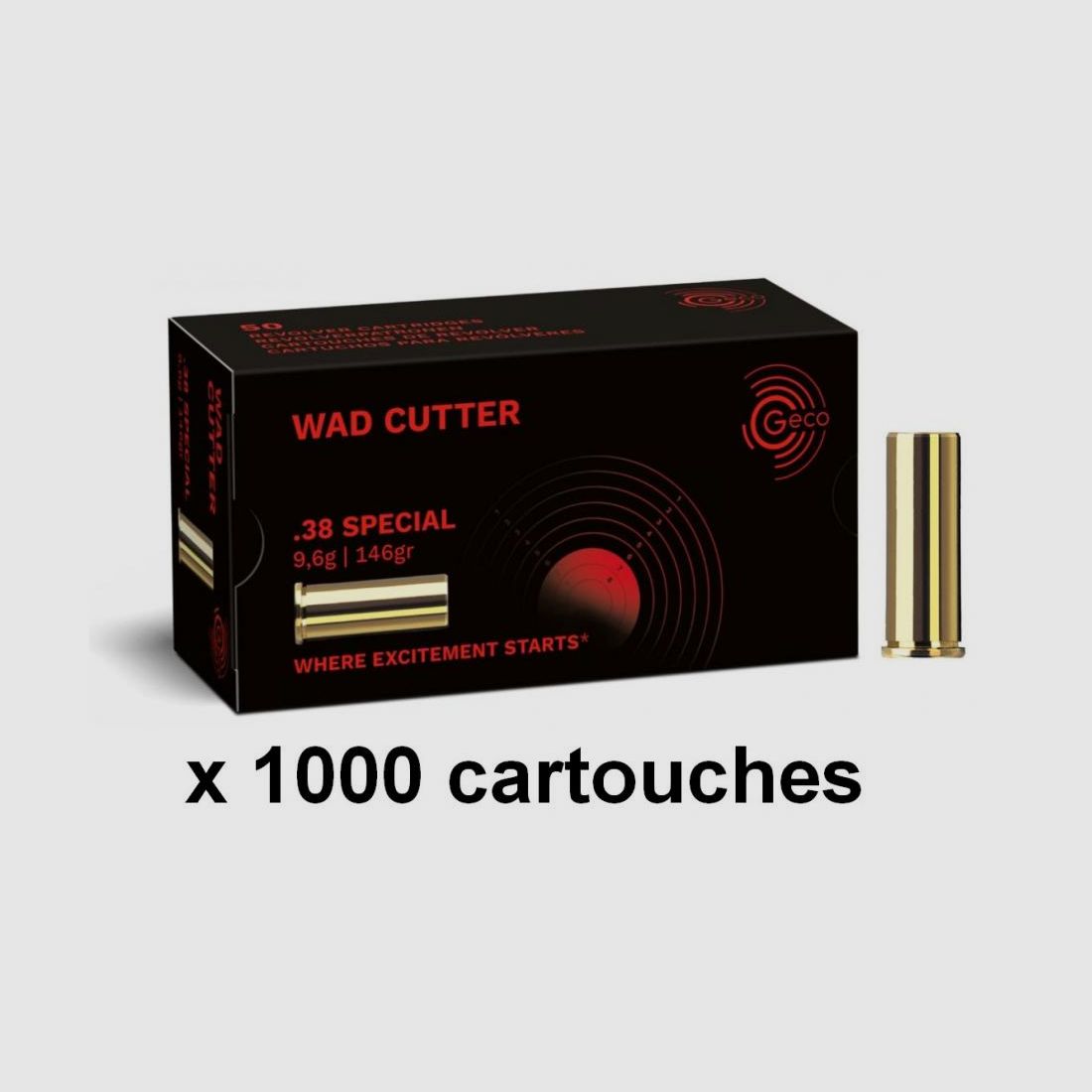 MUNITIE GECO KALIBER .38 SPECIAL WAD CUTTER 146 GRS /1000, afbeelding 1 van 4