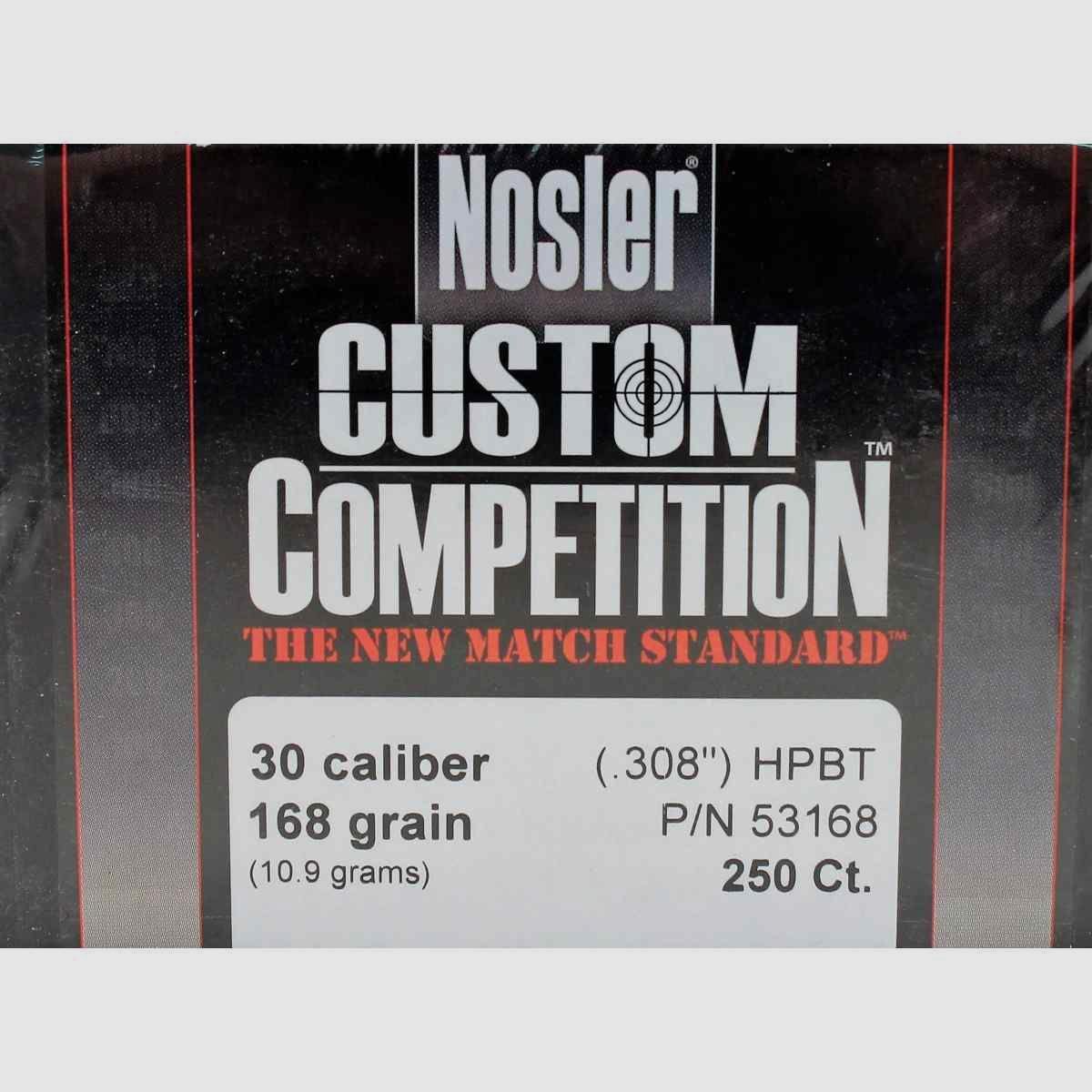 NOSLER CUSTOM COMPETITION BALLES .30 168GR BOÎTE DE 250, image 2 sur 4