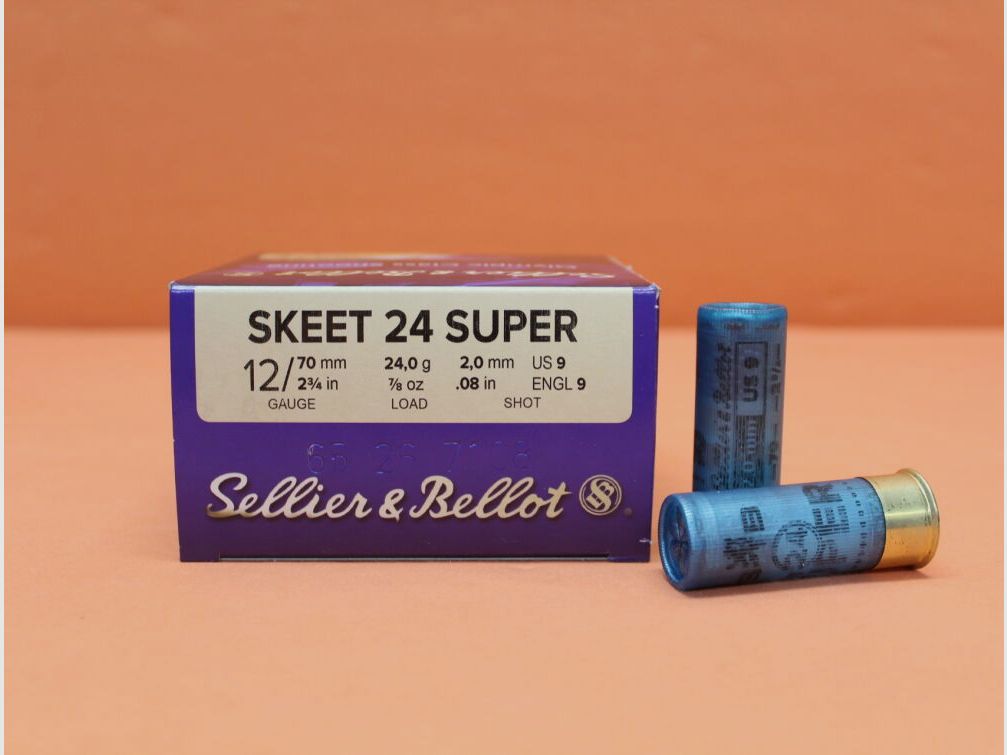 Sellier & Bellot Cartouche 12/70 S&B/ Sellier & Bellot 24g 2,0mm/ No.9 VE 25 Cartouches (Super Skeet 24)