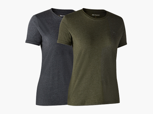 Ladies basic t-shirt in a 2-pack - Adventure Green Melange - Women's size: 44