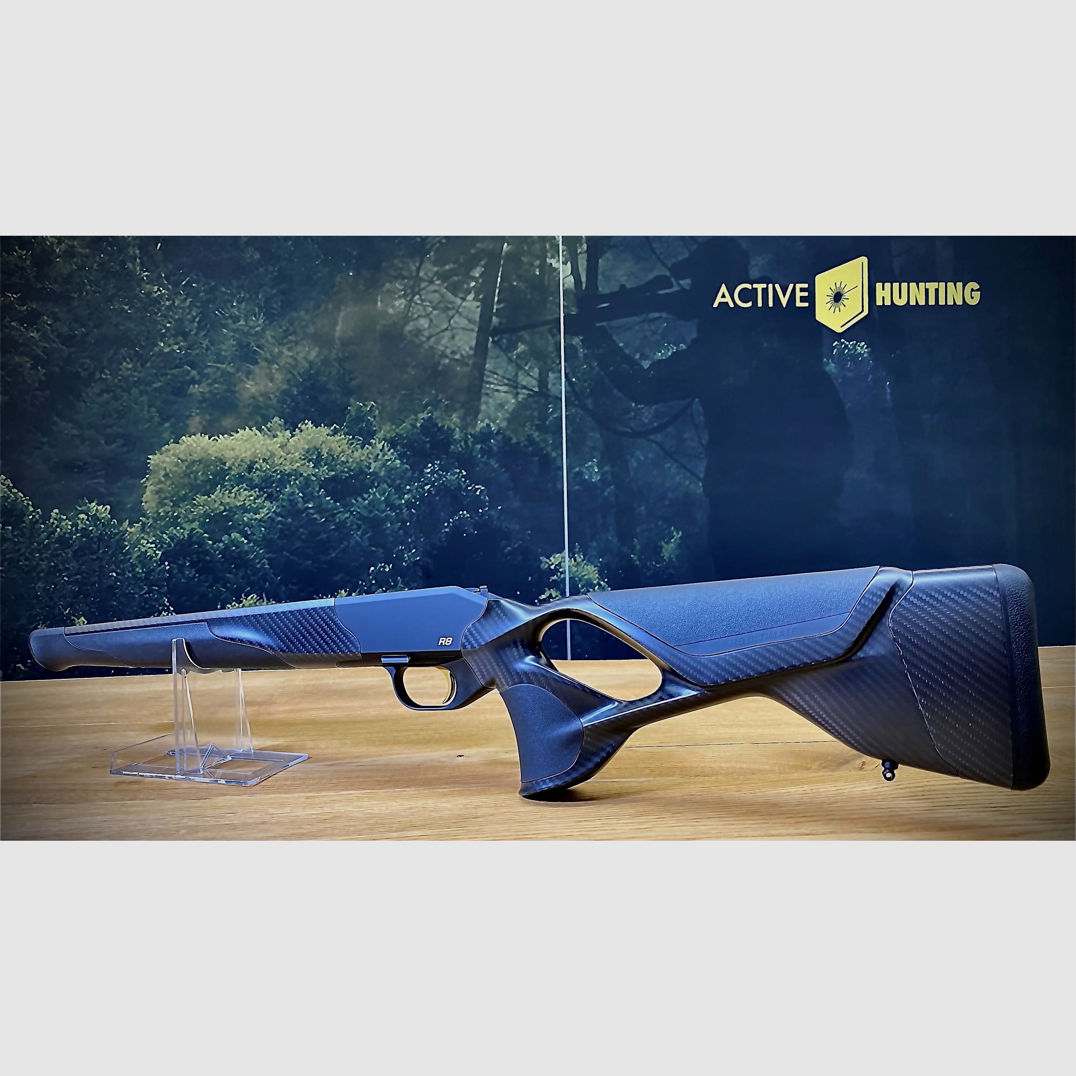 Blaser R8 Ultimate Carbon Schäftung mit Elastomer Einlagen und goldenem Abzugszüngel