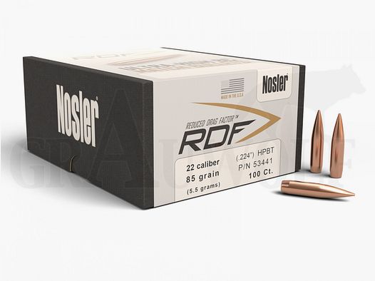 .224 / 5,6 mm 85 gr / 5,5 g Nosler HPBT RDF Match Geschosse 100 Stück