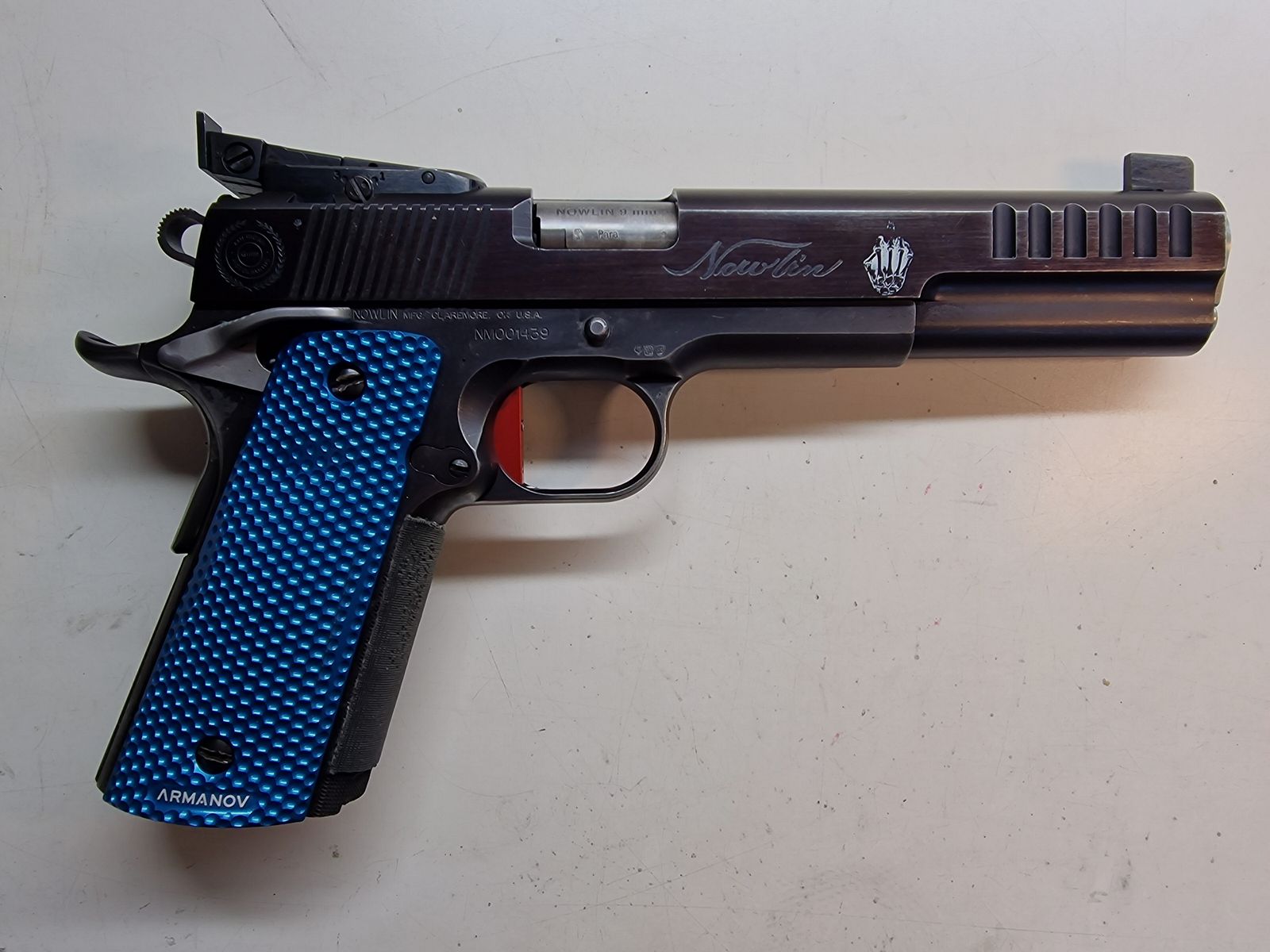 Nowlin Challenger 9mm Luger – Getunt – 3 Positions Aristocrat Sight & Armanov Grips, BDS, BDMP, Multi-distance, PPC1500