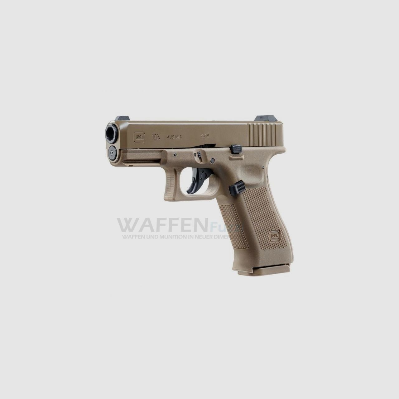 Glock 19X FDE pistola CO2 calibro 4,5mm BB in acciaio blowback