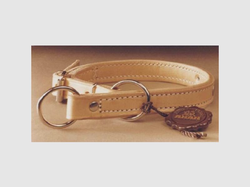 AKAH Hunde-Halsband Würger genäht Naturleder 40cm SONDERPREIS - Lagerrest